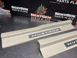 2011 FORD MUSTANG GT LH AND RH ILLUMINATED DOOR SILL TRIM SET TAN OEM #1494
