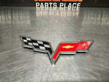 2011 C6 CORVETTE BOWTIE EMBLEM CROSSED FLAGS #741